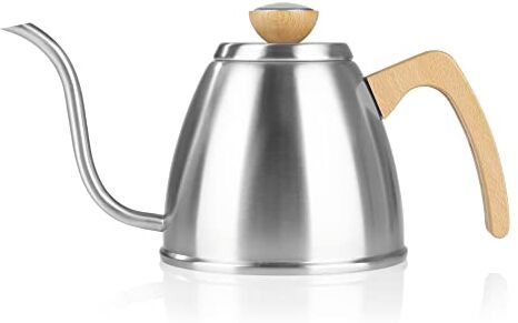 BEEM POUR OVER Kettle con termometro integrato   Beccuccio a collo d'oca   Per piani cottura a induzione, elettrici e in ceramica   Applicazioni in acciaio inox e legno   Capacità 0,9 l