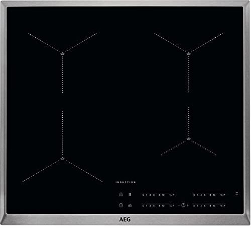 AEG IAE64411XB Piano cottura autosufficiente, a induzione, Hob²Hood, SenseBoil, con controllo della temperatura 60 cm, telaio in acciaio inox, 4 zone di cottura, funzione di alimentazione, sicurezza