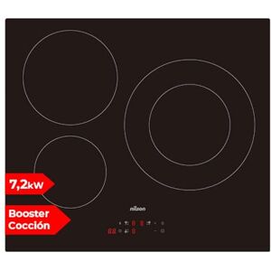 NILSON Placa de Inducción Cristal negro . Potencia máx. 7200 W, 3 Zonas de Cocción, 1-9 Niveles de Cocción, Control Táctil, Función Turbo, Bloqueo y Autodesconexión de Seguridad NILSON Placa de Inducción Cristal negro . Potencia máx. 7200 W, 3 Zonas de Cocción, 1-9 Niveles de Cocción, Control Táctil, Función Turbo, Bloqueo y Autodesconexión de Seguridad