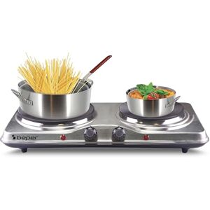 BEPER Fornello Elettrico in Acciaio Inossidabile con 5 Livelli di Potenza Fornello Elettrico 2 Piastre BEPER Fornello Elettrico in Acciaio Inossidabile con 5 Livelli di Potenza Fornello Elettrico 2 Piastre