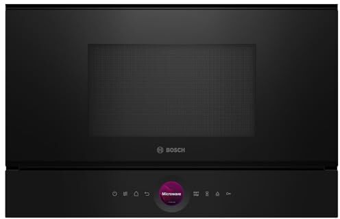 Bosch Microonde da incasso serie 8, nero, 38 x 60 cm, 900 W, chiusura della porta a sinistra, AutoPilot 7 con 7 programmi automatici, supporto per la pulizia, display touch TFT,