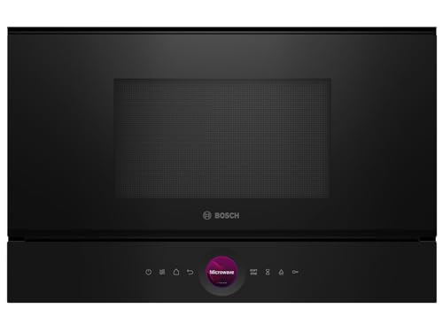 Bosch BER7321B1, serie 8, forno a microonde da incasso, nero, 38 x 60 cm, 900 W, fermata porta a destra, AutoPilot 10 con 10 programmi automatici, supporto per la pulizia, display touch TFT,