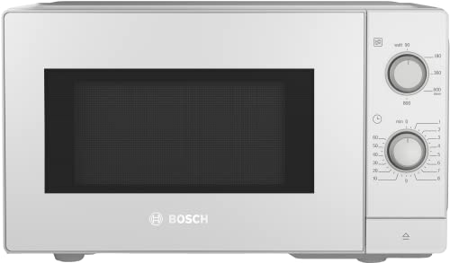 Bosch Serie 2 Forno a microonde, 26 x 44 cm, 800 W, piatto girevole da 27 cm, battuta porta sinistra, supporto per pulizia, illuminazione a LED, illuminazione uniforme