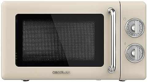 Cecotec Forno a Microonde Meccanico da 20 L Proclean 3010 Retro Beige, 700 W in 6 livelli, timer fino a 30 minuti, modalità sbrinamento, design vintage beige, finiture in acciaio