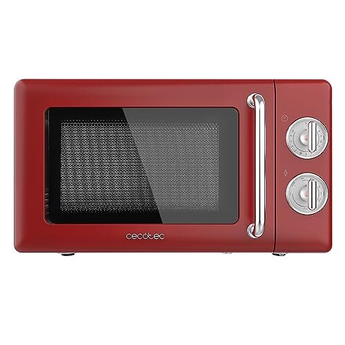 Cecotec Forno a Microonde Meccanico con griglia da 20 L Proclean 3110 Retro Red, 700 W in 6 livelli, timer fino a 30 minuti, modalità sbrinamento, design vintage in rosso, finiture in acciaio