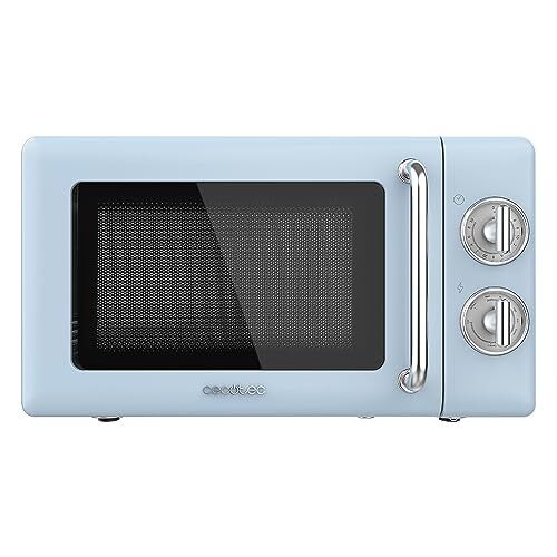 Cecotec Forno a Microonde Meccanico con griglia da 20 L Proclean 3110 Retro Blue, 700 W in 6 livelli, timer fino a 30 minuti, modalità sbrinamento, design vintage blu, finiture in acciaio