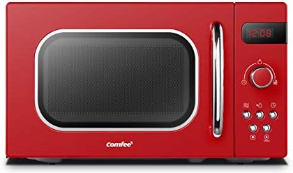 COMFEE' Comfee CMSRO 20 di rd Microonde retrò con 8 menu automatici, 5 livelli di potenza, pulsante di cottura a pressione, 20 l, 800 W, rosso appassionato