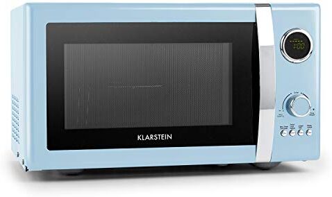 KLARSTEIN Fine Dinesty Microonde 2in1, Forno a Microonde con Grill, Volume 23 L, Potenza Microonde 8 W, Potenza Grill 1 W, Timer, 12 Programmi, Display LCD, Blu