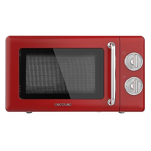 Cecotec Forno a Microonde Meccanico da 20 L Proclean 3010 Retro Red, 700 W in 6 livelli, timer fino a 30 minuti, modalità sbrinamento, design vintage in rosso, finiture in acciaio