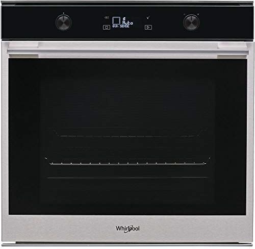 Whirlpool Europe OM5 4S P Forno Pirolitico W7, 3650 W, 73 Litri, Vetro Nero e Cornice Porta Inox Antimpronta