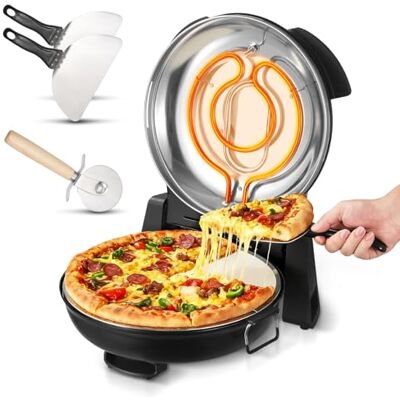 VEVOR Forno Elettrico per Pizza da 30,48 cm, Cuoci Pizza Elettrico per la Casa 1200 W con Pietra in Cordierite, Temperatura a 5 Modalità, Finestra di Visualizzazione, Riscalda Fino a 420 °C, Nero VEVOR Forno Elettrico per Pizza da 30,48 cm, Cuoci Pizza Elettrico per la Casa 1200 W con Pietra in Cordierite, Temperatura a 5 Modalità, Finestra di Visualizzazione, Riscalda Fino a 420 °C, Nero