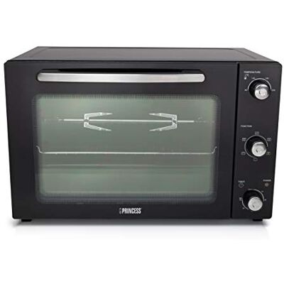 Princess DeLuxe Forno a Convezione 55l, 2000 V, 3 Lati di Rivestimento, 90-230 C, Pannello Frontale in Vetro, Nero/Argento Princess DeLuxe Forno a Convezione 55l, 2000 V, 3 Lati di Rivestimento, 90-230 C, Pannello Frontale in Vetro, Nero/Argento