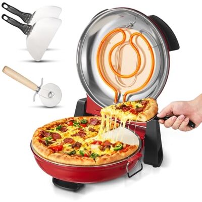 VEVOR Forno Elettrico per Pizza da 30,48 cm, Cuoci Pizza Elettrico per la Casa 1200 W con Pietra in Cordierite, Temperatura a 5 Modalità, Finestra di Visualizzazione, Riscalda Fino a 420 °C, Rosso VEVOR Forno Elettrico per Pizza da 30,48 cm, Cuoci Pizza Elettrico per la Casa 1200 W con Pietra in Cordierite, Temperatura a 5 Modalità, Finestra di Visualizzazione, Riscalda Fino a 420 °C, Rosso