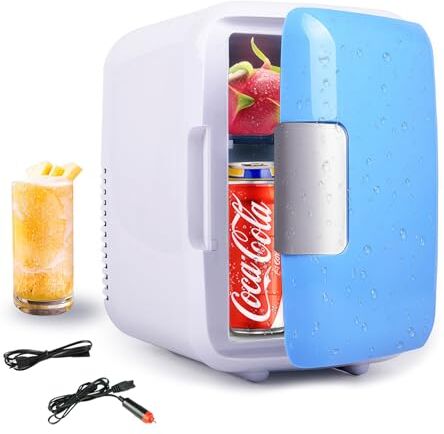 Gofemial Frigorifero Piccolo Mini Frigo Portatile 4 Litri, Frigo da Camera con Funzione di Raffreddamento e Riscaldamento Silenzioso, Mini Frigo Bar per Auto Uffici e Camere da Letto Modalità