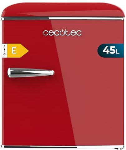 Cecotec Mini Frigorifero Retrò Tavolo 45L Bolero CoolMarket TT Origin 45 Red. 55 cm di altezza e 44,7 cm di larghezza, classe energetica E, Icebox e maniglia cromata, rosso