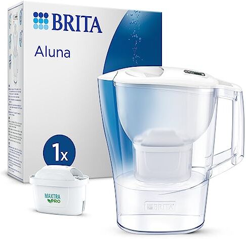 Brita Caraffa filtrante Aluna bianca (2.4L) incl. 1 x filtro MAXTRA PRO All-in-1 adatta alla porta del frigorifero con Memo digitale ora in confezione Smart Box sostenibile