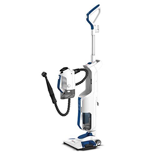 Polti Vaporetto 3 Clean_Blue Aspirapolvere Lavapavimenti con Pulitore a Vapore Portatile, 3 Prodotti in 1, 14 Accessori, 3 Regolazioni a Vapore, Aspirazione Ciclonica senza Sacco, Bianco/Blu