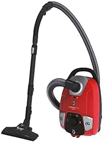 Hoover H-ENERGY 300  Aspirapolvere Con Filo, Con Sacco, 850W, 3,5L, 72 dBA, Spazzola Parquet, Filtro Epa Lavabile, Raggio di Azione 10m, Rosso