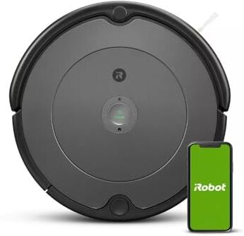 Irobot Roomba 697 Robot Aspirapolvere con Connessione Wi-Fi, Sistema di Pulizia a 3 Stadi Dirt Detect, Smart Home e Controllo con App, Collegamento con Assistente Vocale, Sensore AntiCaduta, Grigio