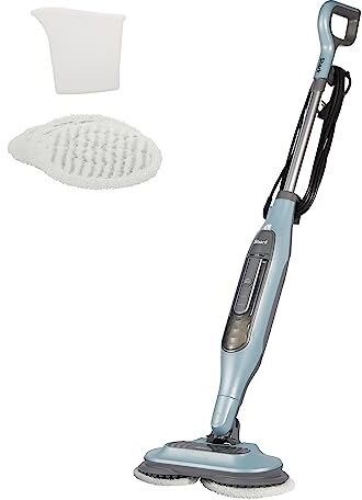 Shark Steam & Scrub Mop, Scopa a Vapore Intelligente, per Tutti i Tipi di Pavimenti, Cavo 8 m, con 2 Panni Riutilizzabili e Lavabili, 2 Impostazioni, Blu,