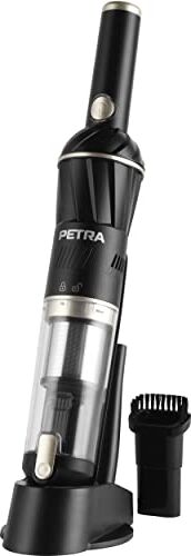 Petra PF01096VDEEU7-11.1V aspirapolvere potente senza fili, base di ricarica antiscivolo, Strumento fessura e pennello Incluso, pratico e leggero aspirapolvere, 100 ml filtro HEPA, facile da svuotare