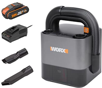 WORX 18V(20V MAX) Potente Aspirapolvere per Auto senza Fili a 2.0Ah Batteria WX030, 150W 10KPa con Scatola di Immagazzinaggio Integrata, Rete Filtrante Lavabile Rimozione Polvere