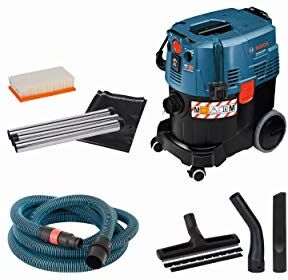 Bosch Asp. a umido/a secco GAS 35 M AFC (incl. bocch. a lancia, sacch., rac., set bocch. pav., 35 mm Ø, 1 filtro piegh. piatto PES, tubo asp. 3x0,35 m, tubo fless. 5 m con bus. portaut.)