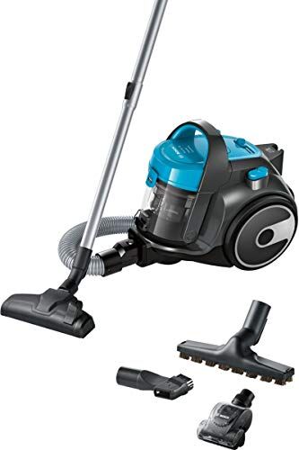 Bosch , Aspirapolvere senza sacco, Serie 2, Potenza 800W, Facile da riporre e da utilizzare, Salvaspazio, Senza sacchetto, Silenzioso, Lavabile, Raggio d'azione: 9 m, Turchese