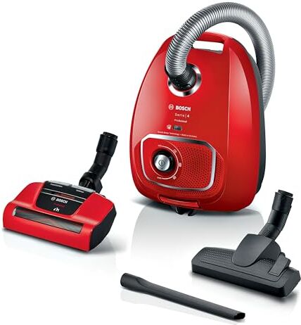 Bosch ProAnimal , Aspirapolvere con Sacchetto, Plastic, Rosso, 600 W, 75 decibeles