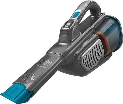 Black & Decker Aspirapolvere a mano senza fili, 18 V, base di ricarica, prolunga integrata 40, 500 ml, blu, argento e titanio