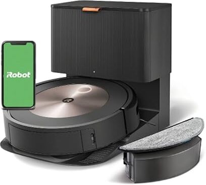 Irobot Roomba Combo j5+, Robot Aspirapolvere Lavapavimenti, Base Autosvuotante, Mappatura Intelligente, Wi-Fi, Rilevamento Ostacoli, 2 Spazzole Multi-Superficie, App e Assistente Vocale, Bronzo