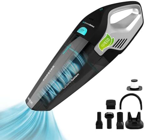 Cecotec Aspirapolvere portatile cordless Potente Conga Popstar Micro 18,5 V. Senza sacchetto, batteria al litio, per solidi e liquidi, con base di ricarica