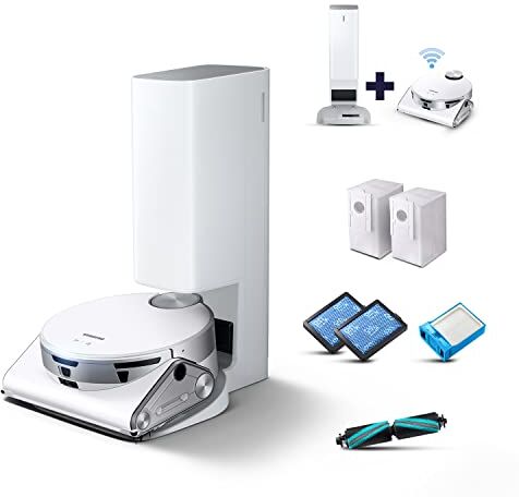 Samsung Jet™ Bot AI+ , Aspirapolvere Robot con telecamera, Wifi, Riconoscimento ostacoli 3D, Svuotamento automatico, per Tappeto, Bianco