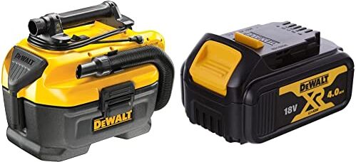 DeWalt DCV584L-QW Aspirapolvere, 0 W, 0 V, Multicolore (Nero/Giallo) & DCB182-XJ Batteria XR Litio 18 V, 4 Ah