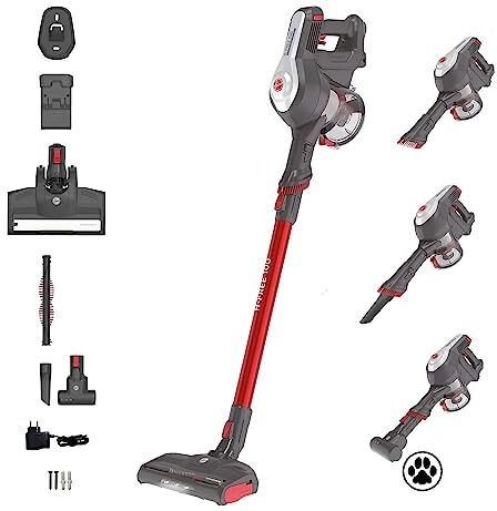 Hoover H-FREE 100 HF122GPT 011 Aspirapolvere Elettrica Senza Fili, Senza Sacco, 170W, 0,9 L, Ciclonico, Mini Turbo Spazzola, Autonomia 40 Min, Rosso