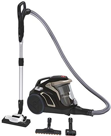 Hoover H-POWER HP720PET – Aspirapolvere senza sacchetto, ciclonico, spazzola pelo di animale, parquet, pavimenti duri e tappeti, filtro HEPA 68dBA, 850W, serbatoio One Touch 2L, cavo 9m, plastica, oro