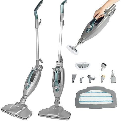 Petra Scopa a vapore verticale 14 in 1 portatile, multiuso, pulizia senza prodotti chimici, igienizzante per pavimenti/tappeti/casa, serbatoio da 350 ml, accessori inclusi, 1300 W