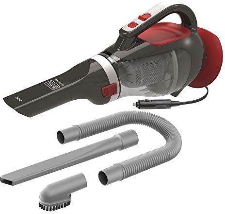 Black & Decker Hhd Aspirapolvere Auto Con Bocchetta Flessibile Ed Estensibile Integrata, Capacità 610 Ml, Grigio Rosso, 27 x 23 x 20 Cm