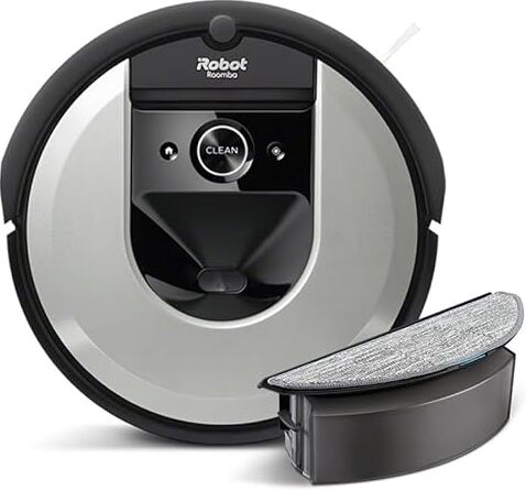 Irobot Roomba Combo i8 Robot Aspirapolvere Lavapavimenti, Memorizza la Planimetria della Casa, Adatto per Peli di Animali Domestici, Spazzole in Gomma, Potente Aspirazione, Wi-Fi, App, Argento