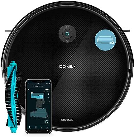 Cecotec Robot aspirapolvere Conga 2499 Ultra X-Treme con tecnologia giroscopica. Lava, aspira e spazza, 2200 Pa, APP, Spazzola multifunzione, Serbatoio misto, 3 L, WiFi e Bluetooth.