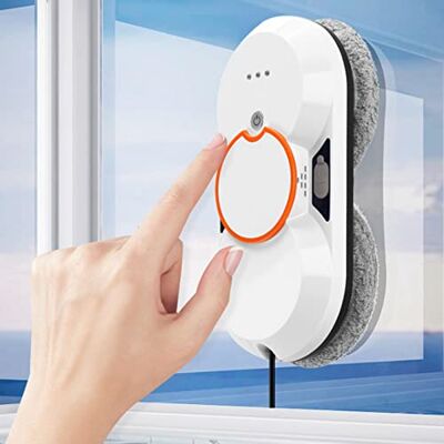 OXFUZZ Robot Lavavetri, 5600pa Pulizia Intelligente Del Vetro Doppio Getto D'Acqua Robotico/Telecomando, Rondella Alimentata Per Tavolo Alte Finestre Soffitto Magnetico Automatico, Esterno Interno,White OXFUZZ Robot Lavavetri, 5600pa Pulizia Intelligente Del Vetro Doppio Getto D'Acqua Robotico/Telecomando, Rondella Alimentata Per Tavolo Alte Finestre Soffitto Magnetico Automatico, Esterno Interno,White