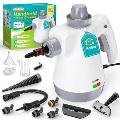 Rolipo Pulitore a Vapore Portatile, Pistola a Vapore Multifunzione Per Uso Domestico, Pressurizzato Con 12 Accessori e Blocco Di Sicurezza, Per La Pulizia Di Cucina, Bagno, Fughe, Finestre, Grasso Rolipo Pulitore a Vapore Portatile, Pistola a Vapore Multifunzione Per Uso Domestico, Pressurizzato Con 12 Accessori e Blocco Di Sicurezza, Per La Pulizia Di Cucina, Bagno, Fughe, Finestre, Grasso