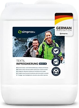 simprax ® Wash-in Fabric Waterproofing impermeabilizzazione ecologica con risciacquo per tessuti funzionali/outdoor Gore-Tex Sympatex Lavabile in lavatrice o a mano 5L