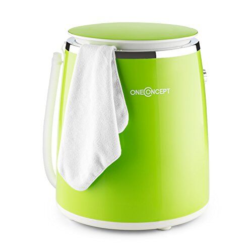 oneConcept Ecowash-Pico Mini Lavatrice, da Campeggio, con Funzione Centrifuga, Carico 3.5 kg, 380 Watt, Risparmio Energetico e Acqua, Timer, Riavvolgimento Cavo, Maniglia Trasporto, Verde