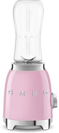 SMEG , Frullatore da Tavolo Compatto , 2 Livelli di Velocità, Sicurezza Blocco Motore, 2 Bottiglie da 600 ml in Dotazione, Base Antiscivolo, Avvolgicavo Integrato, 300W, Rosa