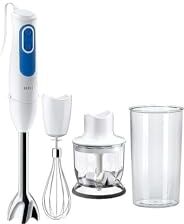 Braun MultiQuick 3 Minipimer  Spaghetti, Frullatore ad Immersione, Dotato di minitritatutto da 350ml, frusta a filo in acciaio inox e bicchiere graduato da 600ml, potenza 700watt, blu/bianco