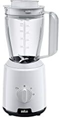 Braun Household PowerBlend 1  Frullatore da 1,5 l, utensile da cucina per sminuzzare, schiacciare e mixare, funzione Ice-Crush, 2 velocità, 600 Watt, colore: Bianco