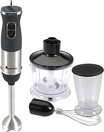 MasterPRO Foodies   Frullatore a Immersione di 400 W   Frullatore con Lamette in Acciaio Inox   Frullatore Manuale con 2 Velocità   Utensili Cucina   Comprende Accessori