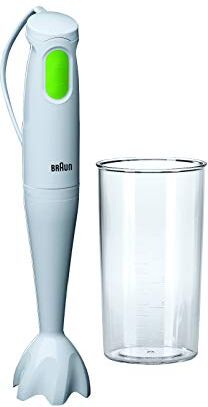 Braun Soup MultiQuick 1 Minipimer Mixer ad Immersione, Frullatore con Bicchiere 600ml, 450 W, Plastica, Bianco/Verde