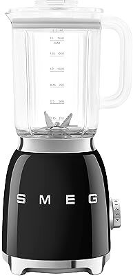 SMEG , Frullatore da Tavolo  1,5 L, 4 Velocità, 4 Funzioni Smoothie, Pulse, Tritaghiaccio e Autopulizia, Blocco Motore e Tappo Dosatore, Base Antiscivolo, Avvolgicavo Integrato, 800W, Nero